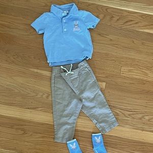 Janie and jack Easter shirt socks and khaki pants